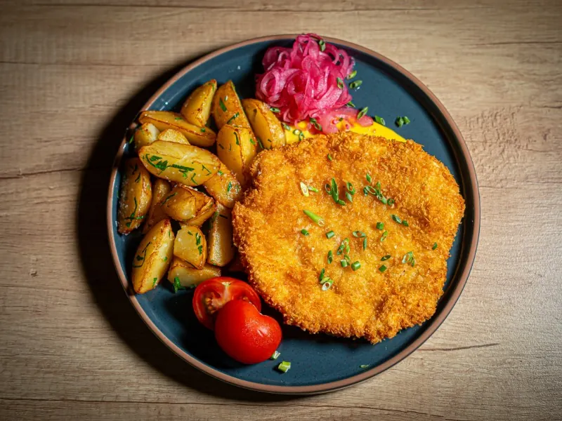 Шніцель зі свинини з картоплею по-селянськи — Offside Pub